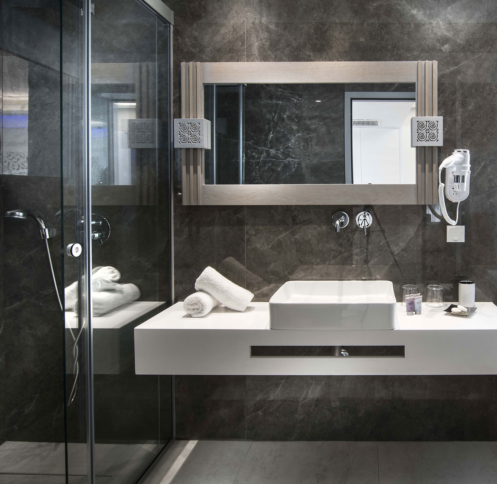 Cretan Blue Beach Hotel modern bathroom with shower